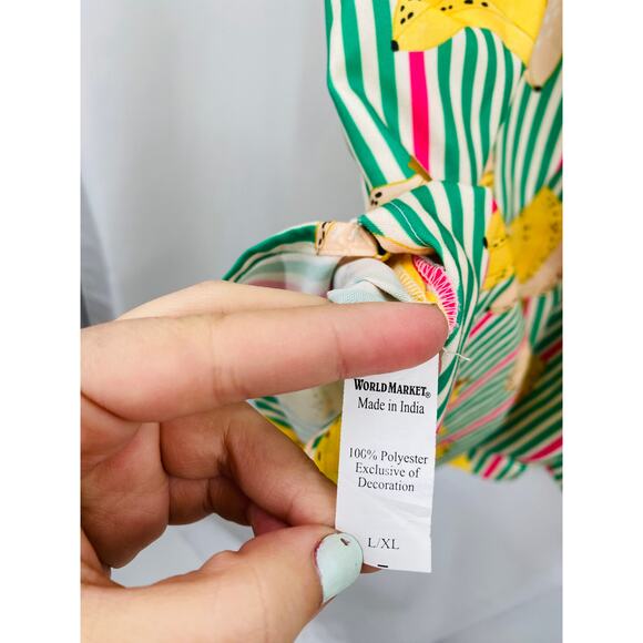 World Market striped banana button down pajama shirt dress L/XL - Picture 5 of 5